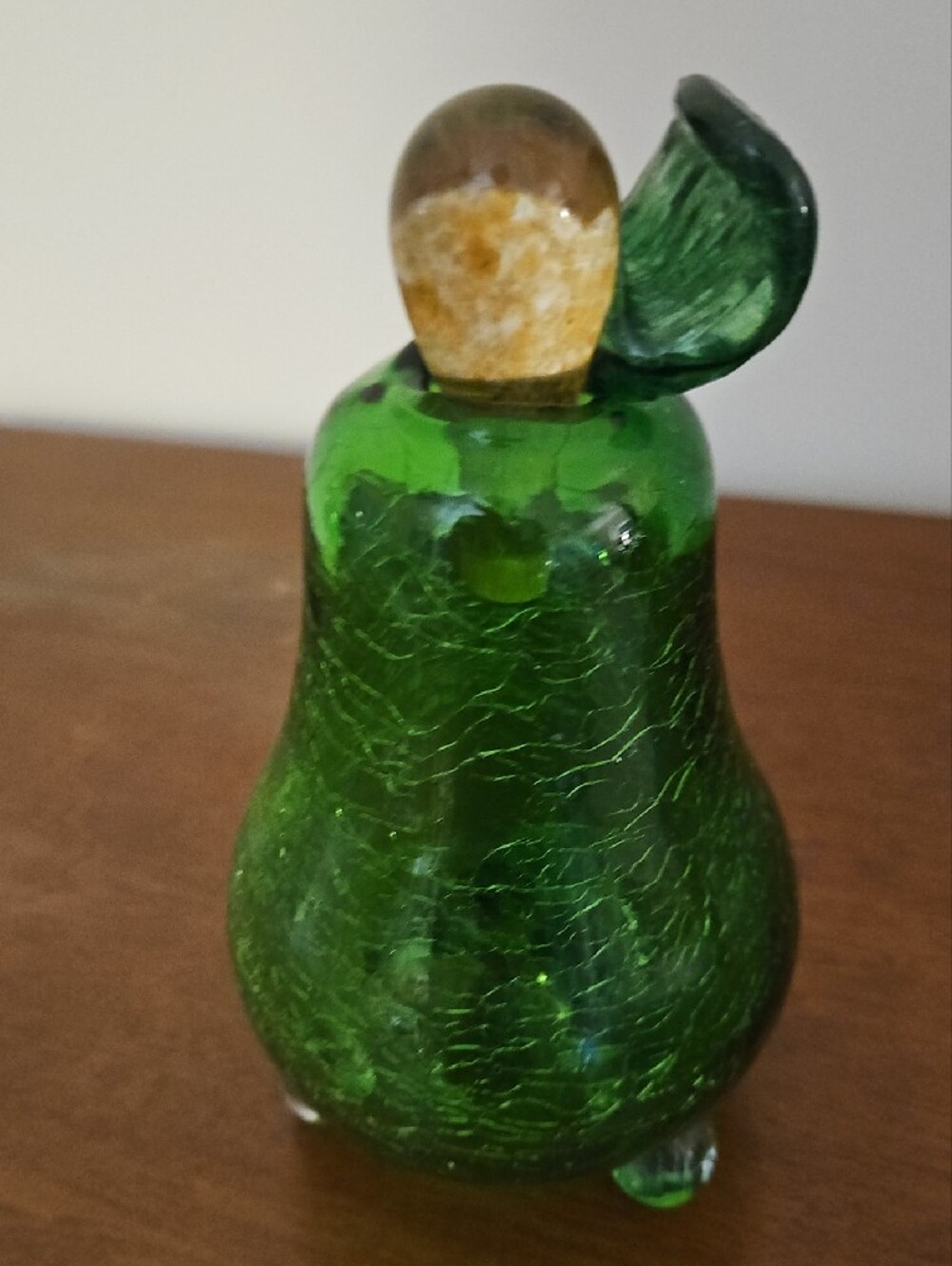 Green Crackle Glass Pear Fruit Fly Catcher Reusable Trap - Picture 2 of 7